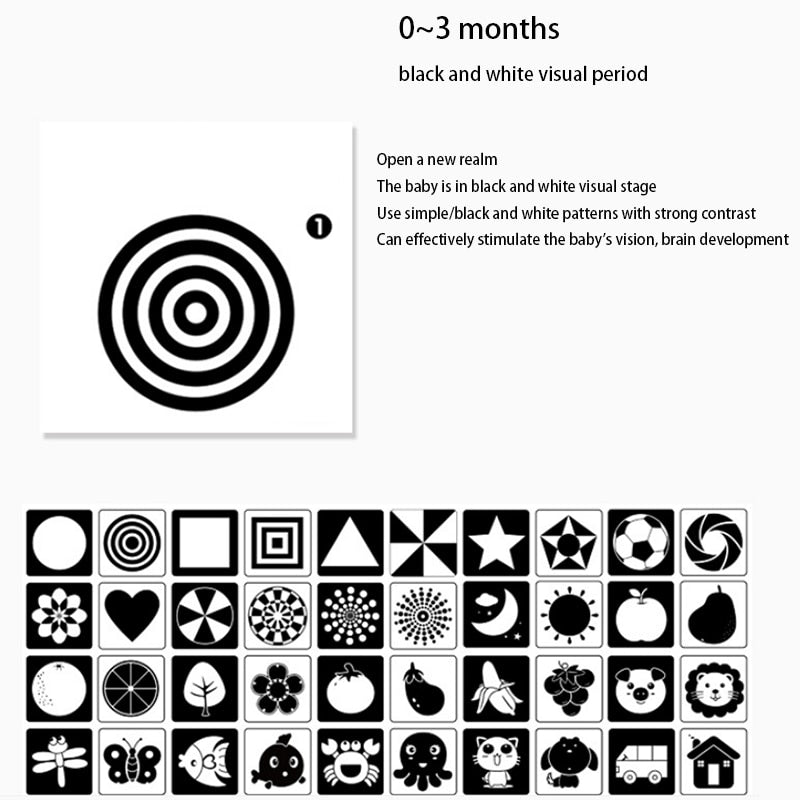 Tarjetas Montessori para estimulación visual del bebé según su edad –  Tiendita León